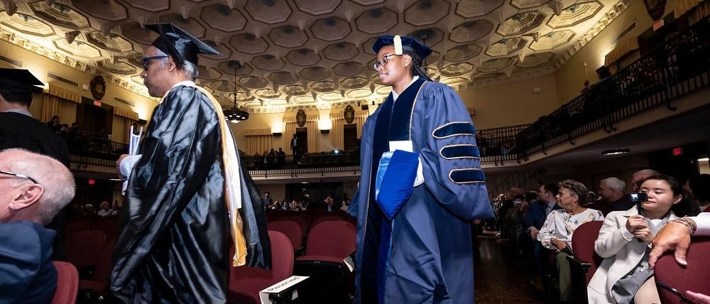 Students at commencement ceremony