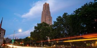 The Cathedral of Learning at night
