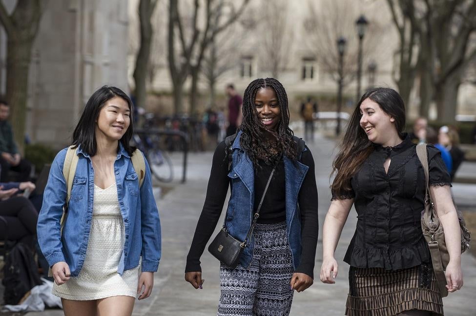 Students walking on campus